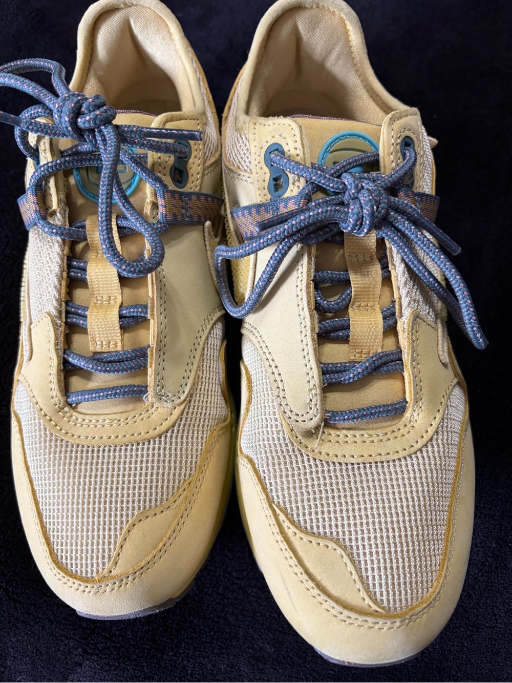 Travis Scott’s x Nike collab Yellow Sneakers with Blue Accents